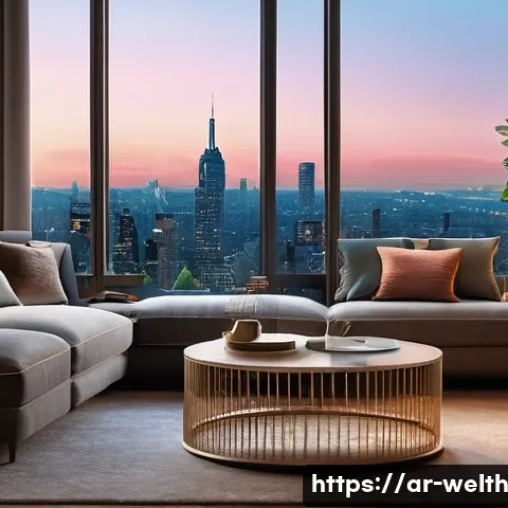 스마트홈의 공간 활용과 웰빙의 관계 - **Prompt:** A serene and inviting smart living room at twilight. The scene features a comfortably se...