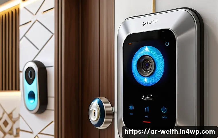 스마트홈에서의 안전과 건강한 생활 유지 - A modern Arabic home interior showcasing advanced smart security systems: sleek high-resolution surv...